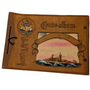 VINTAGE Photo Album Book 1920 Suede Leather Memory US Pre-WW2